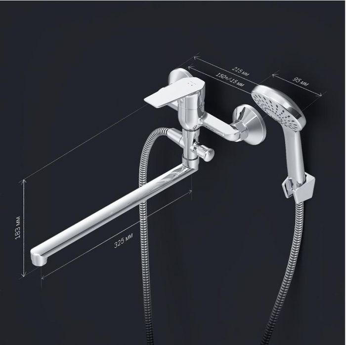 Смеситель для ванны AM.PM Gem F90A90100 универсальный Хром