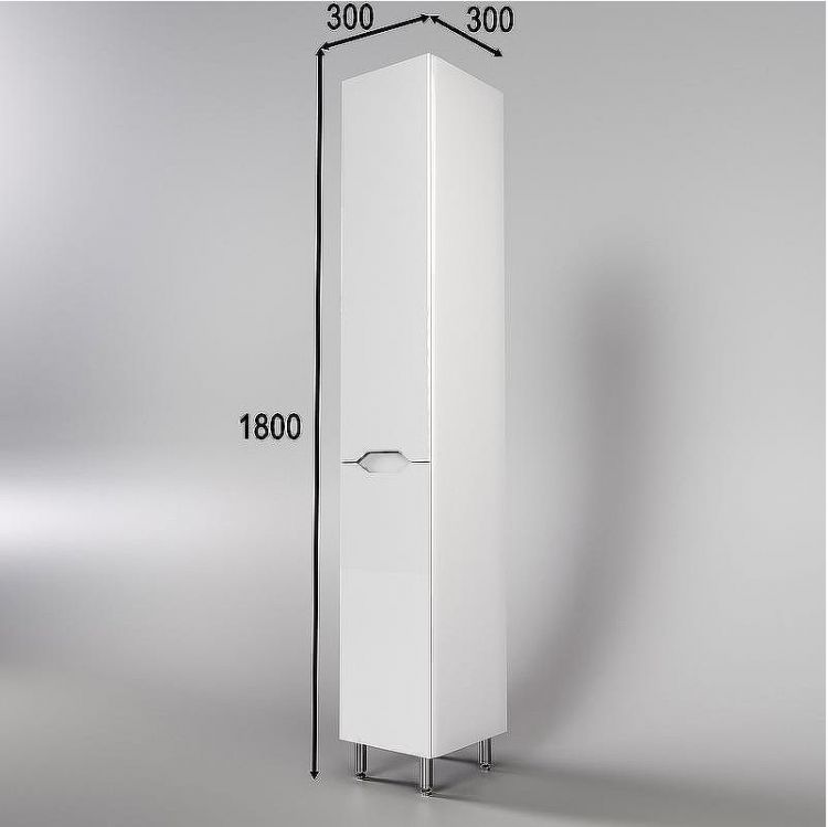 Шкаф пенал Style Line Марелла 30 Люкс Plus СС-00002419 с бельевой корзиной Белый глянец антискрейтч