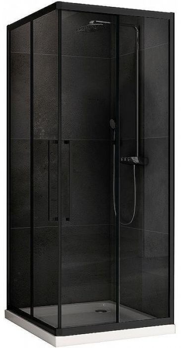Душевой уголок Abber Schwarzer Diamant 90x90 AG02090BDTH профиль Черный стекло тонированное