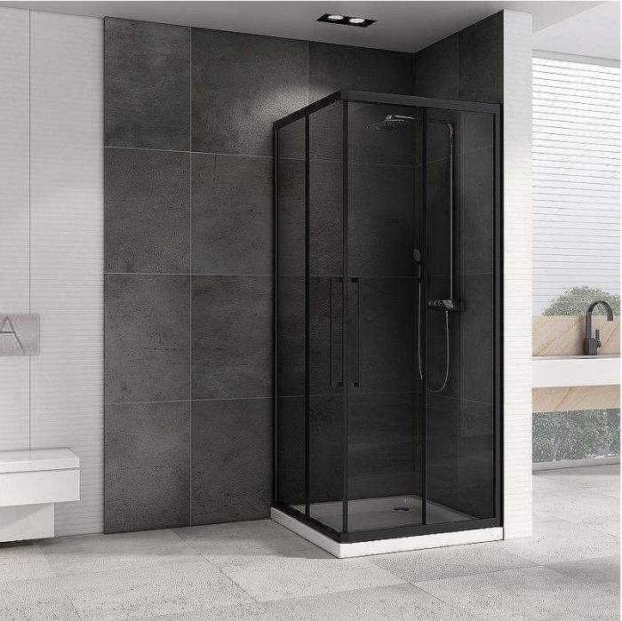 Душевой уголок Abber Schwarzer Diamant 90x90 AG02090BDTH профиль Черный стекло тонированное