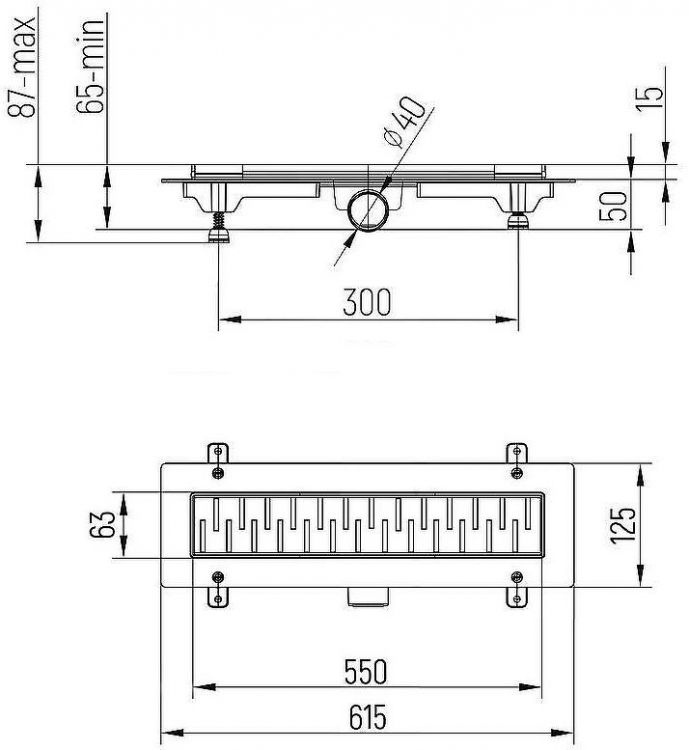 Душевой лоток Paini Medium 550 CH550MN с решеткой Хром