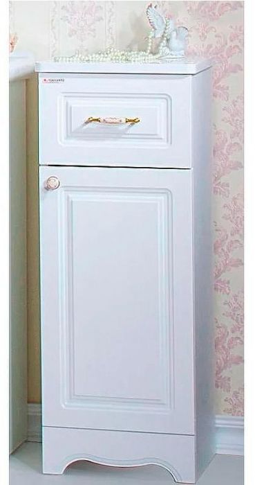 Тумба Бриклаер Анна 32 R 4627125411472 с бельевой корзиной Белая глянцевая