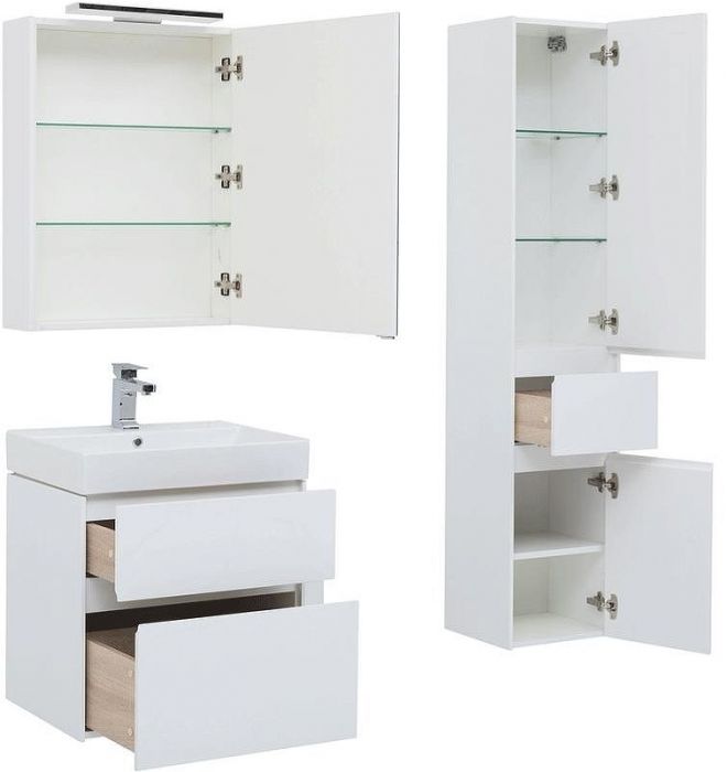Комплект мебели для ванной Aquanet Бруклин 60 207803 подвесной Белый глянец