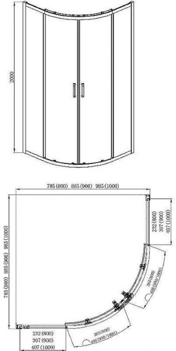 Душевой уголок Aquatek 100х100 AQ ARI RO 10020BL профиль Черный стекло прозрачное