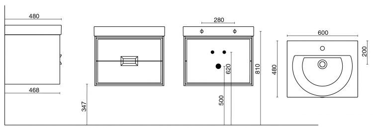 Тумба Canaletto белая матовая 60 см, с 2 ящиками (подходит для раковин Buongiorno) Тумба Canaletto белая матовая 60 см, с 2 ящиками (подходит для раковин Buongiorno)