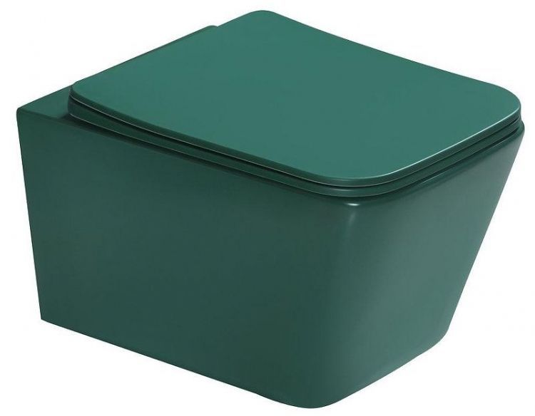 Комплект унитаза с инсталляцией SantiLine SL-5007G+SL-01/G цвет Зеленый матовый с сиденьем Микролифт и клавишей смыва цвет Зеленый матовый