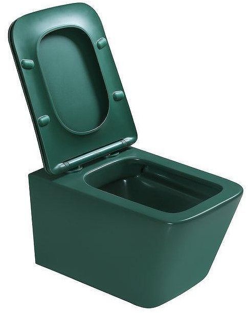 Комплект унитаза с инсталляцией SantiLine SL-5007G+SL-01/G цвет Зеленый матовый с сиденьем Микролифт и клавишей смыва цвет Зеленый матовый