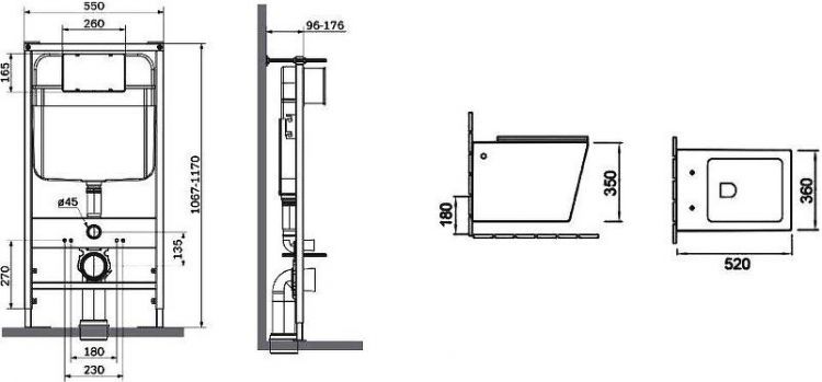 Комплект унитаза с инсталляцией SantiLine SL-5007G+SL-01/G цвет Зеленый матовый с сиденьем Микролифт и клавишей смыва цвет Зеленый матовый