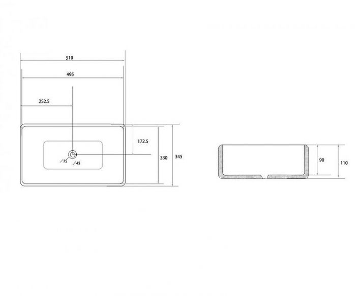 Раковина-чаша Abber Rechteck 51 AC2207MW Белая матовая