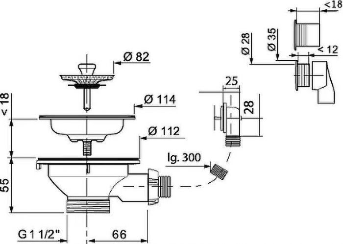 Выпуск для кухонной мойки Wirquin 30987086 Нержавеющая сталь