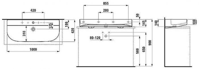 Раковина Laufen Sonar 100 8.1634.7.000.104.1 Белая