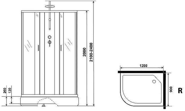 Душевая кабина Niagara Classic 120х90 R NG-33294-14RBKTG с гидромассажем
