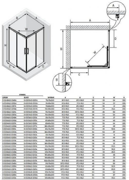 Душевой уголок New Trendy Prime Chrome 120х90 D-0302A/D-0297A профиль Хром стекло прозрачное
