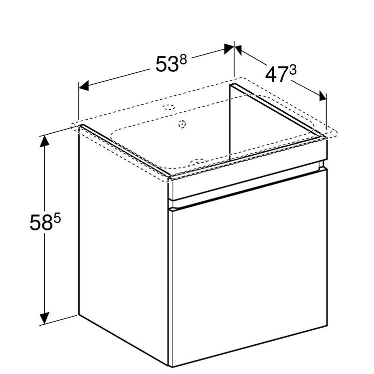 Тумба под раковину Geberit Renova Plan Slim, 53.8х58.5 см, белый глянец [869555000]