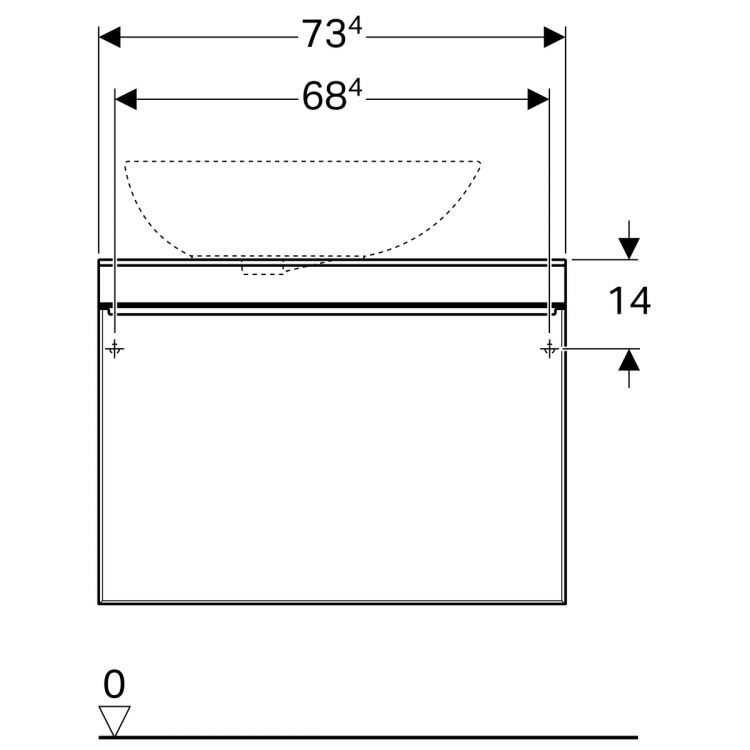 Тумба под раковину Geberit Citterio 73.4x54.3x50.4, светлый дуб, бежевое стекло [500.558.JI.1]