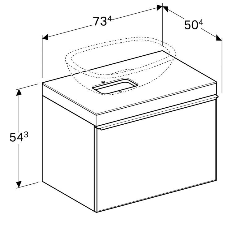 Тумба под раковину Geberit Citterio 73.4x54.3x50.4, светлый дуб, бежевое стекло [500.558.JI.1]