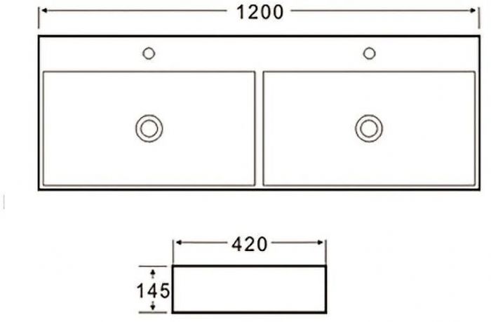 Раковина SantiLine 120 SL-2114 двойная Белая
