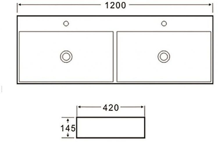 Раковина SantiLine 120 SL-2114 двойная Белая
