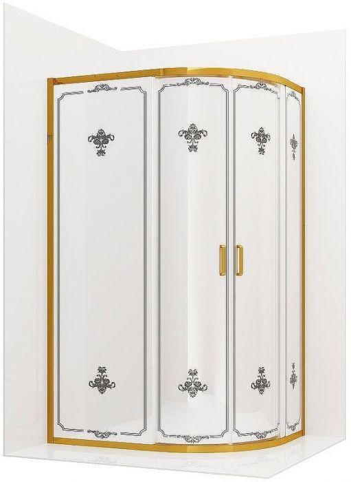 Душевой уголок Ambassador Royal 120x80 18015301 профиль Золото стекло белое с рисунком