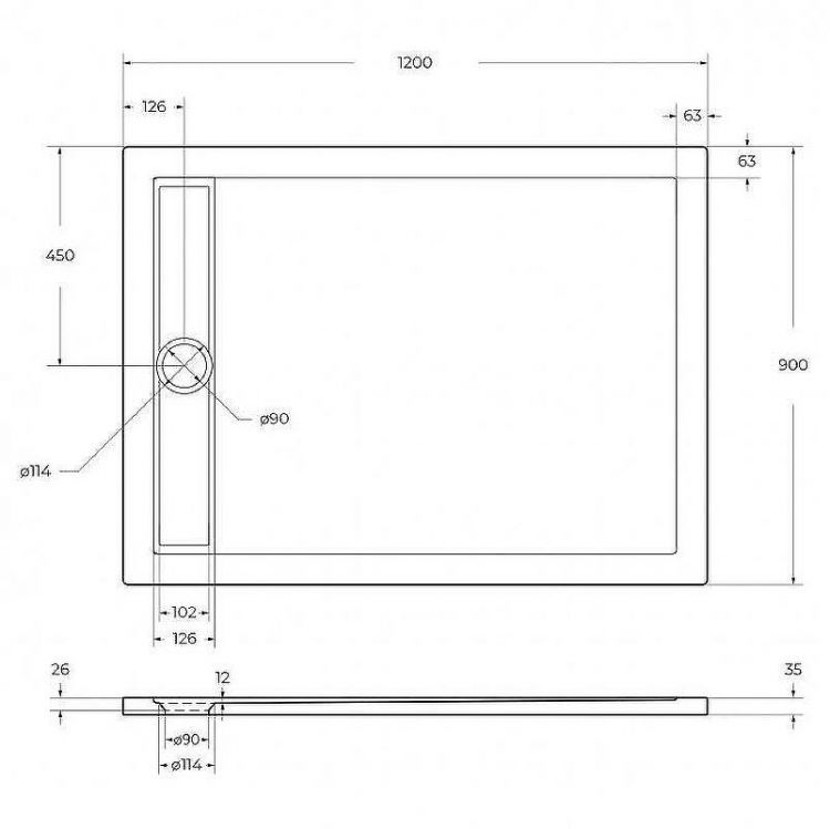 Акриловый поддон для душа BelBagno Due 120x90 TRAY-BB-DUE-AH-120/90-4-W0 Белый