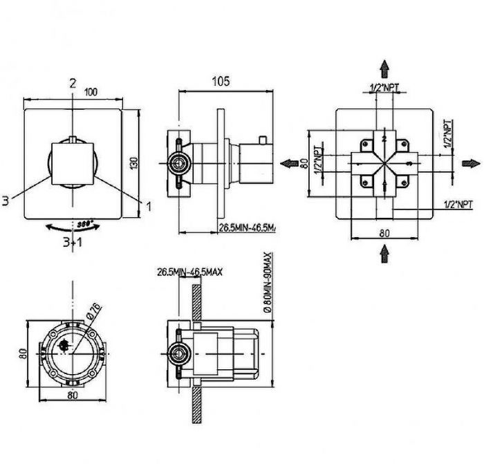 Переключатель потоков Paini Grazia 21CR471 Хром