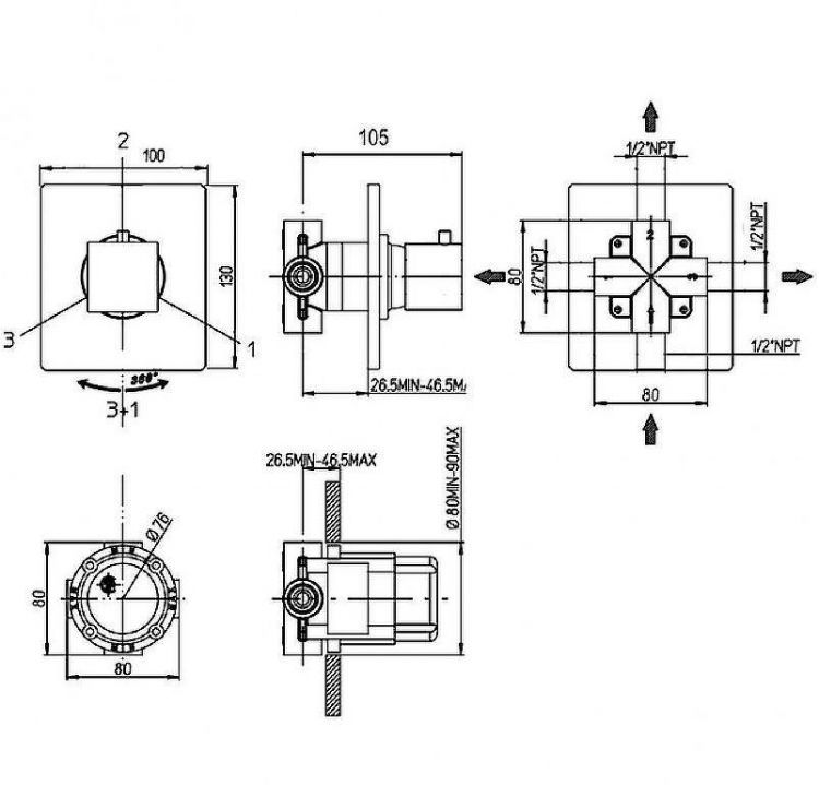 Переключатель потоков Paini Grazia 21CR471 Хром Переключатель потоков Paini Grazia 21CR471 Хром