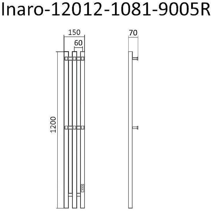 Электрический полотенцесушитель Маргроид Inaro профильный 1200x120 Inaro-12012-1081-9005R правый Черный матовый
