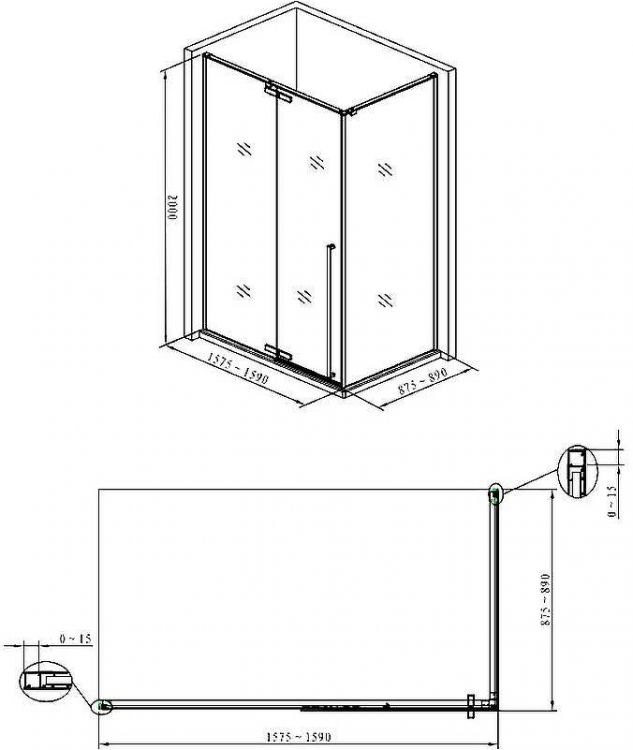 Душевой уголок Allen Brau Fantasy 160x90 3.11005-00 профиль Хром стекло прозрачное