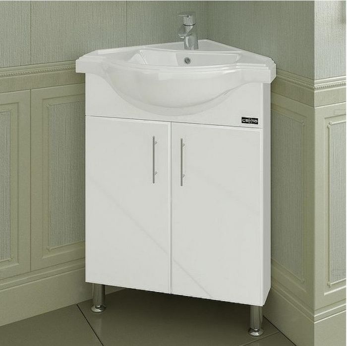 Тумба под раковину СанТа Аврора 60 216001 угловая Белая