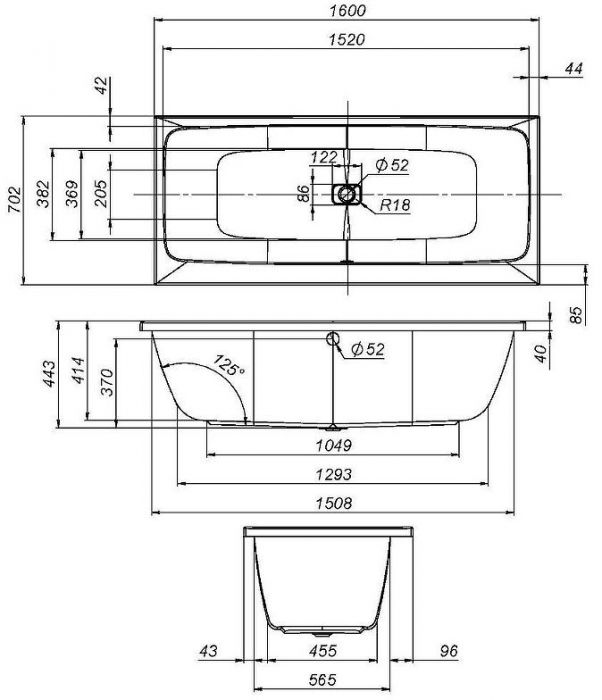 Акриловая ванна AM.PM Func 160х70 W84A-160-070W-A без гидромассажа
