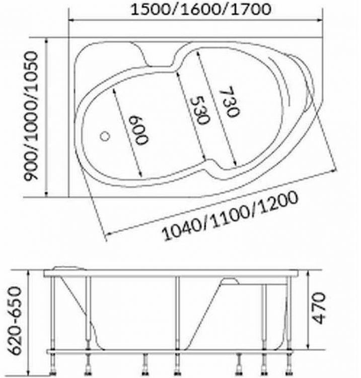Акриловая ванна 1MarKa Diana 170х105 L 01ди1710л без гидромассажа Акриловая ванна 1MarKa Diana 170х105 L 01ди1710л без гидромассажа