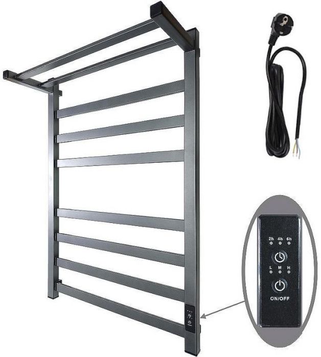 Электрический полотенцесушитель Маргроид 8110 профильный 800x500 8110-8050-5179-7024 с полкой Графитовый серый