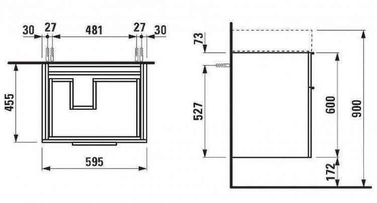 Тумба под раковину Laufen Kartell 60 4.0755.2.033.635.1 подвесная Оранжевая глянцевая