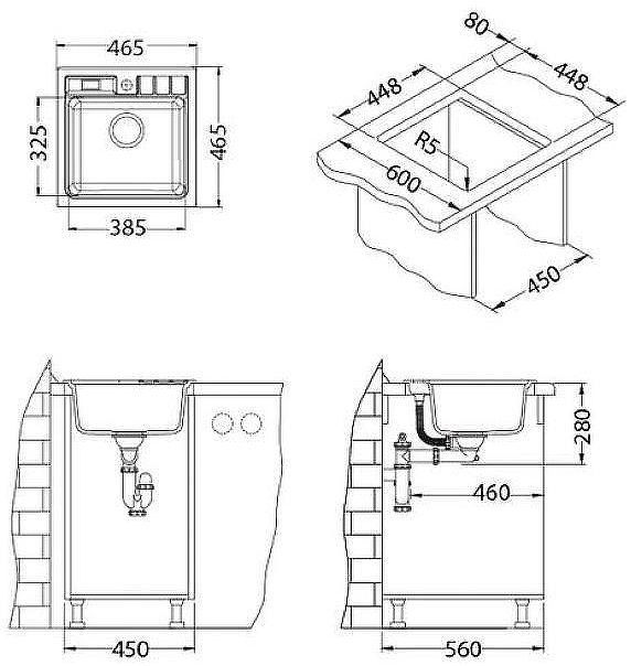 Кухонная мойка Alveus Granital Niagara 20 Arctic G11 465x465x180 1100885 Белая