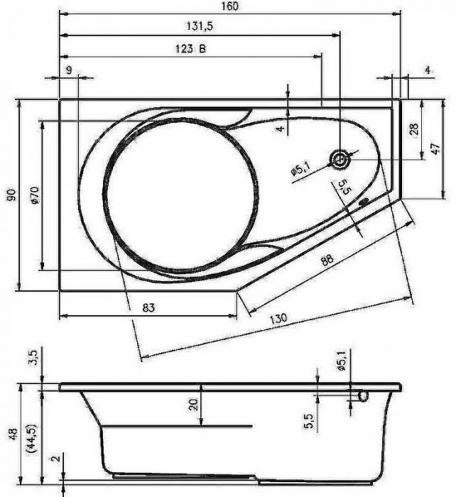 Акриловая ванна Riho Yukon 160x90 B008001005 (BA3400500000000) R без гидромассажа