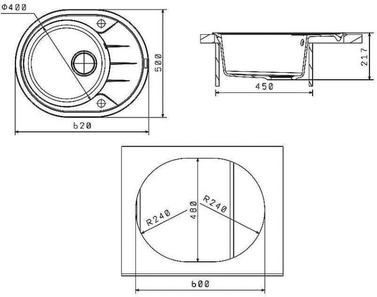 Кухонная мойка Florentina Родос-620 20.245.B0620.305 Грей