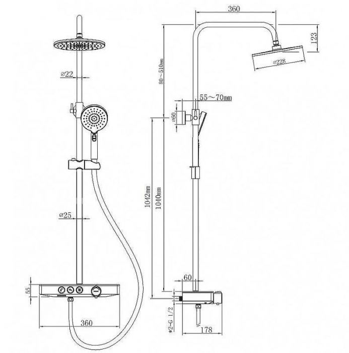 Душевая система Berges Morans 075002 Черная матовая