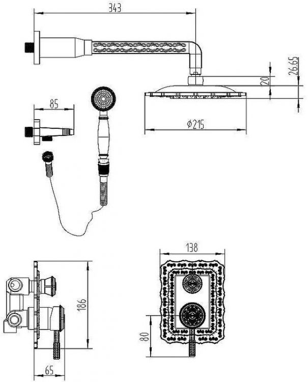 Душевая система Milacio Vitoria MC.105.SL Серебро Душевая система Milacio Vitoria MC.105.SL Серебро