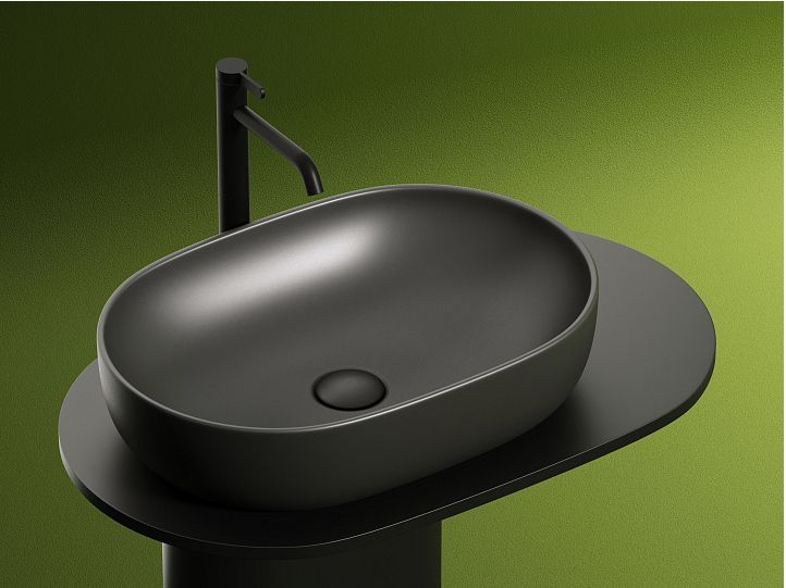 Умывальник CERAMICANOVA Element чаша накладная овальная (цвет Темный Антрацит Матовый) CN6047MDH