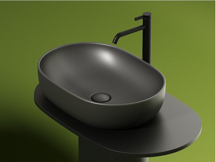 Умывальник CERAMICANOVA Element чаша накладная овальная (цвет Темный Антрацит Матовый) CN6047MDH