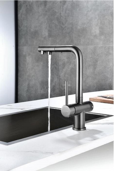 Смеситель для кухни Paulmark Serpentine Se213222-GM Вороненая сталь