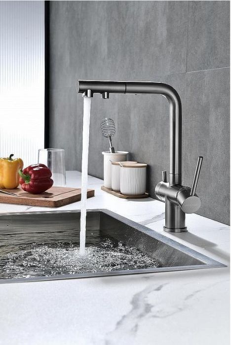 Смеситель для кухни Paulmark Serpentine Se213222-GM Вороненая сталь