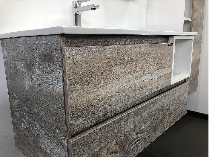 Тумба с раковиной Comforty Турин 90L 00004137135 подвесная Дуб бежевый