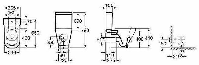 Унитаз компакт Roca The Gap 342477000 без бачка и сиденья