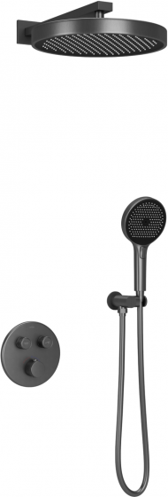Душевой комплект SANCOS Space встраиваемый c термостатическим смесителем, цвет вороненая сталь , SC3006GMG