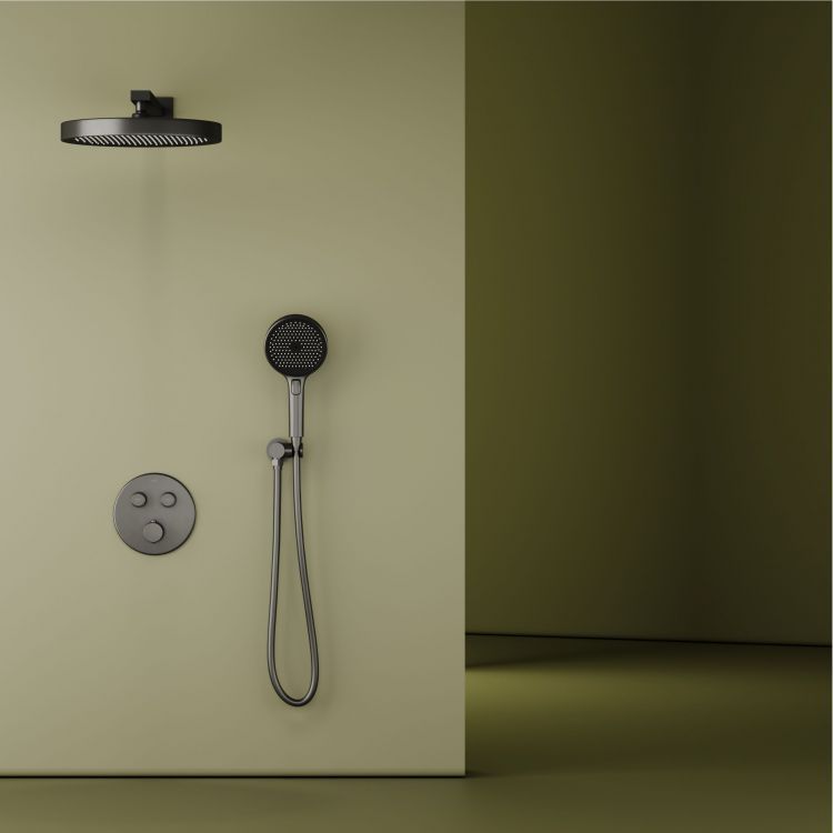 Душевой комплект SANCOS Space встраиваемый c термостатическим смесителем, цвет вороненая сталь , SC3006GMG Душевой комплект SANCOS Space встраиваемый c термостатическим смесителем, цвет вороненая сталь , SC3006GMG