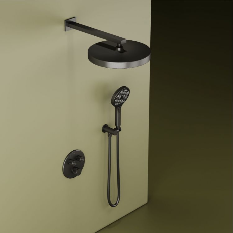 Душевой комплект SANCOS Space встраиваемый c термостатическим смесителем, цвет вороненая сталь , SC3006GMG Душевой комплект SANCOS Space встраиваемый c термостатическим смесителем, цвет вороненая сталь , SC3006GMG