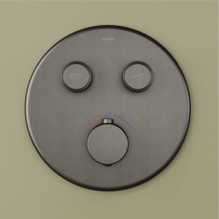 Душевой комплект SANCOS Space встраиваемый c термостатическим смесителем, цвет вороненая сталь , SC3006GMG Душевой комплект SANCOS Space встраиваемый c термостатическим смесителем, цвет вороненая сталь , SC3006GMG