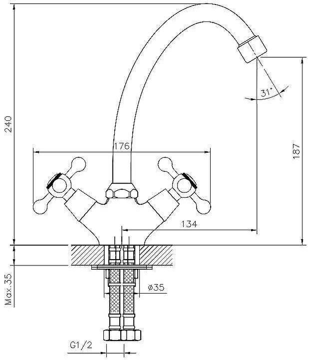 Смеситель для кухни Decoroom DR54028 Хром Смеситель для кухни Decoroom DR54028 Хром