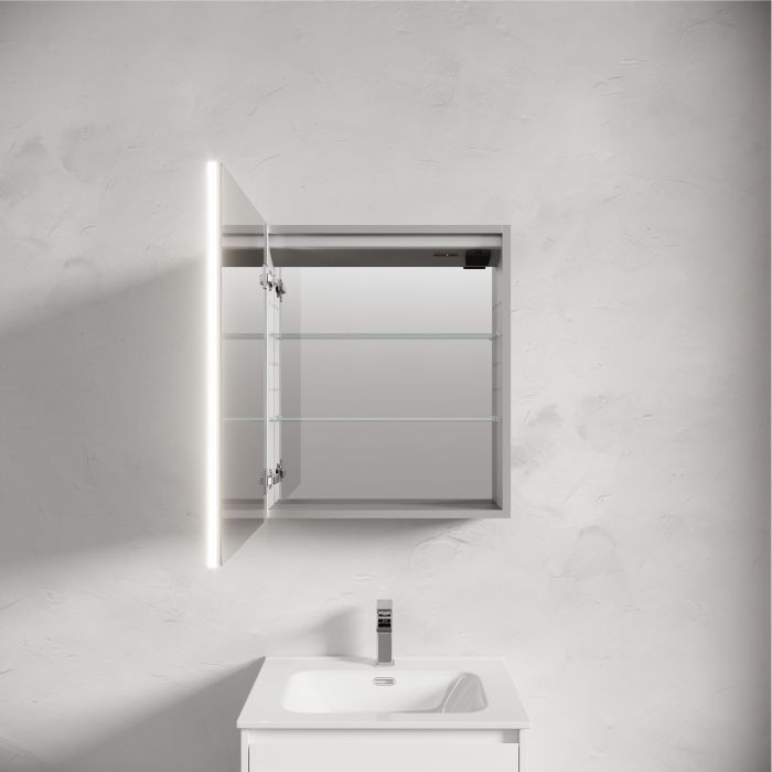 Зеркальный шкаф SANCOS для ванной комнаты из алюминия SANCOS Evoke 600x700х136 мм, с LED подсветкой, SC8060